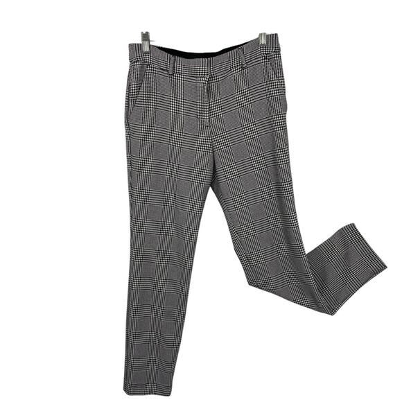 Express Columnist Ankle Pants Women size 4 Black Plaid Mid Rise Stretch - Picture 1 of 11